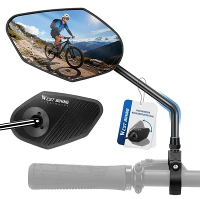Immagine prodotto di Specchietto per bicicletta, montaggio sul manubrio, rotazione a 360°, ampia visuale HD, realizzato Acciaio al carbonio, compatibile con manubri da 22-26 mm, per lato sinistro