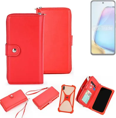 Produktbild von K-S-Trade 2in1 Schutzhülle Portemonnee Handyhülle mit Bumper kompatibel mit Vivo Y200t Hülle Case Etui Geldbörse Smartphone rot (1x)