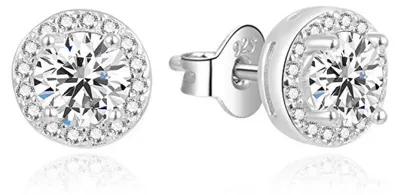 Produktbild von Beautiful silver earrings studs with zircons AGUP2303