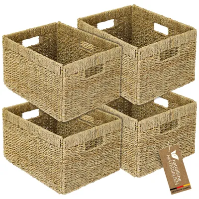 Aufbewahrungskorb aus Seegras 4er Set für Billy Regale, HMF, 35 x 25 x 20 cm