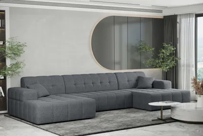 Zdjęcie produktu dla Sofa w kształcie U NIMES narożnik tkanina Verita Stalowy