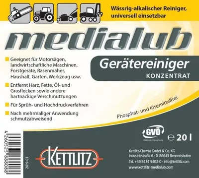 Produktbild von KETTLITZ-Medialub Gerätereiniger, Universalreiniger, Sägekettenreiniger Konzentrat 20 Liter