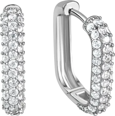 Produktbild von V Creolen 925/- Sterling Silber 2,0cm weiß Zirkonia weiß 360210285