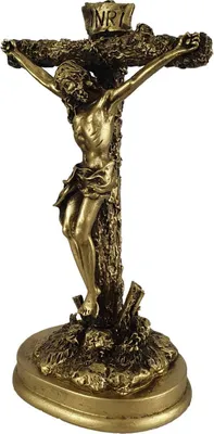 Produktbild von 22cm Alabaster Figur Jesus am Kreuz Gold