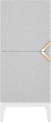 Produktbild von Demi High 2D Kommode Mit Gefrästen Fronten / Massive Buche / Highboard Mit Dekorativen Fronten Und Goldgriffen / 50/120 Cm / Weiße beine / Weiß