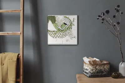 Produktbild von Coloray Hodiny Unikátní 30x30 cm  Tiché hodiny Pro obývací pokoj a kuchyň Nástěnné hodiny Plátno Bílé ručičky hodin - Corbistické hrozny listy