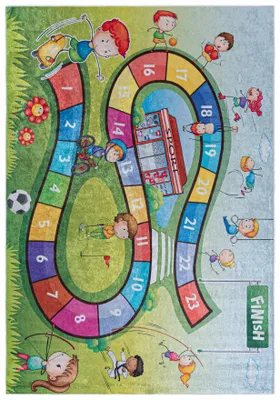 Produktbild von Mazovia Kinderteppich Straßen Bunt Grün 160x230 cm Kurzflor Pflegeleicht Spielteppich für Kinderzimmer