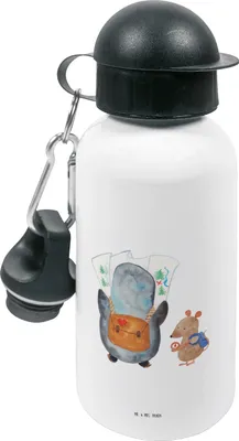 Produktbild von Mr. & Mrs. Panda Trinkflasche Pinguin & Maus Wanderer - Weiß - Geschenk, Kita, Abenteuer, Wasserflasche, Wandern, Pinguine, outdoor, Sportflasche, Kinder, Wanderlust
