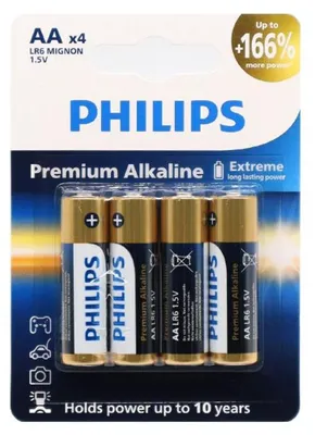 Obrázek produktu pro Baterie Philips Premium AA LR6 alkalické, 4 kusy, model Phil-LR6M4B/10