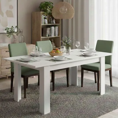 Immagine prodotto di Dmora Tavolo Allungabile Abudula 90x190x78h cm Bianco, Allungabile 8 Posti