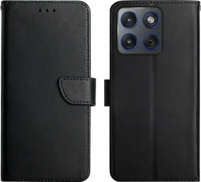 Produktbild von Motorola Edge 70 Hülle - Coverup Genuine Leather Klapphülle - Echtes Leder - Schwarz