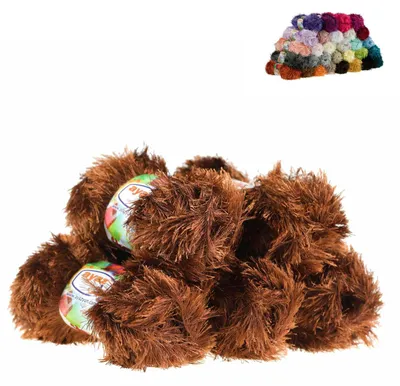 5 x 100g Strickgarn Yumos braun