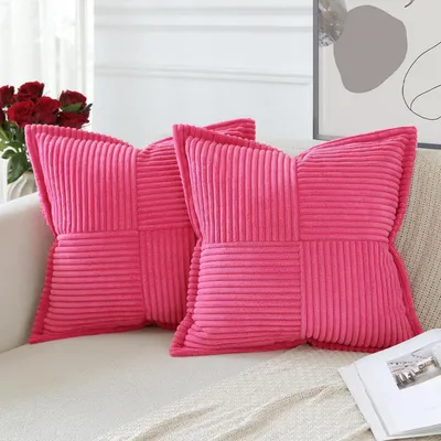 Productafbeelding van Kussensloopsets, corduroy, 2 stuks, 50x50 cm, roze rood