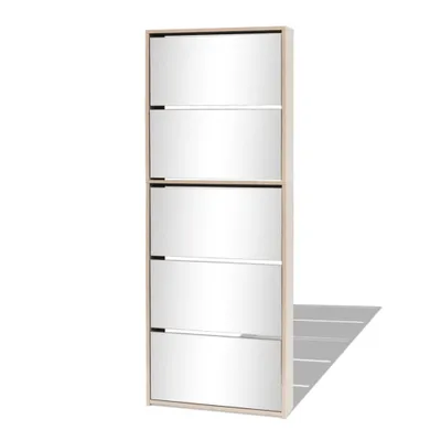 Produktbild von Schuhschrank mit 5 Fächern Spiegel Eiche 63x17x169,5 cm