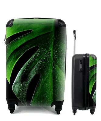 Produktbild von MuchoWow® Koffer Handgepäck Trolley Rollkoffer Kleine Reisekoffer mit 4 Rollen - Nahaufnahme einer Monstera - Cabin Size < 55x40x23 cm & 55x40x20 cm - Fotokoffer - Kabinenkoffer - Boardgepäck - Reise-Box - Reisekoffer - Reisegepäck - Koffer mit Bild - Trolley für Kinder