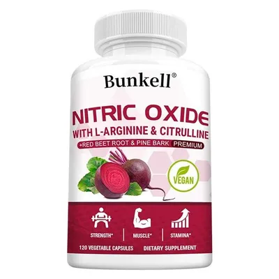 Immagine prodotto di Ossido nitrico L-Arginina, L-Citrullina e radice di barbabietola rossa (120 capsule) integratore alimentare, forza, potenza, resistenza, muscoli, energia