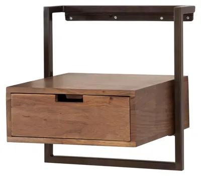 Image de Table de chevet FURNLUX Air Acacia et marron et noir 44 cm / Couleur principale : marron / Dimensions : 44 x 45 x 35 cm