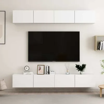 Produktbild von The Living Store TV-Schränke 4 Stk. Weiß 100x30x30 cm Holzwerkstoff