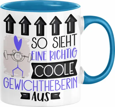 Produktbild von Gewichtheberin Geschenk Tasse Geschenkidee für Gewichtheberin Geburtstag Weihnachten Spruch So Sieht Eine Richtig Coole Gewichtheberin Aus Kaffee-Becher  (Blau)