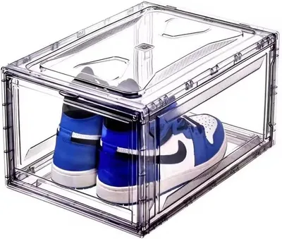 Produktbild von Transparente, stapelbare Schuhaufbewahrungsbox aus Kunststoff mit Magnettür für Sneaker (1)
