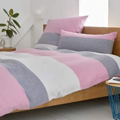 Produktbild von elegante Halbleinen-Bettwäsche Beat Farbe Pink Pop Größe 135x200+80x80cm