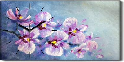 Produktbild von Dekor Leinwand Uhr Wandbilder Geräuschlos 60x30 Gemälde Blumen Pflanzen Kunst - schwarze Hände