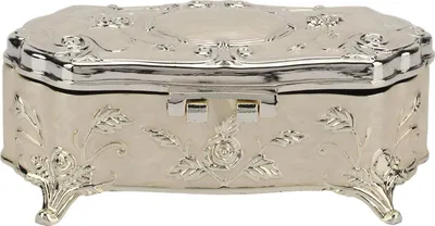Produktbild von Vintage-Schmuckkästchen, klein, weiß, Zinklegierung, Emaille, Organizer, Metallschmuck, dekorativ
