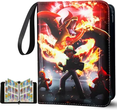 Produktbild von Pokémon Sammelkarten Album, Sammelalbum für Karten, Kunstleder Sammelalbum mit Reißverschluss, 50 Seiten 900 Taschen - 9 pocket charizard