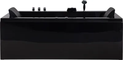 Zdjęcie produktu dla BELIANI Wanna czarna akrylowa 183 x 90 cm prawostronna LED hydromasaż zagłówki prostokątna glamour