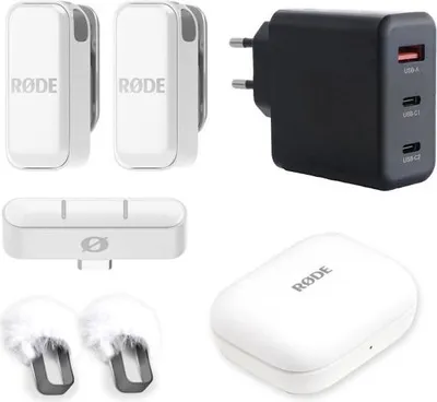 Zdjęcie produktu dla Bezprzewodowy mikrofon Rode Wireless Micro USB-C biały z zasilaczem