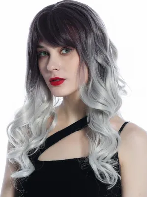 Produktbild von WIG ME UP Perücke lang wellig leicht gelockt Ombre Lila in Platinblond SZL0812B-T-008