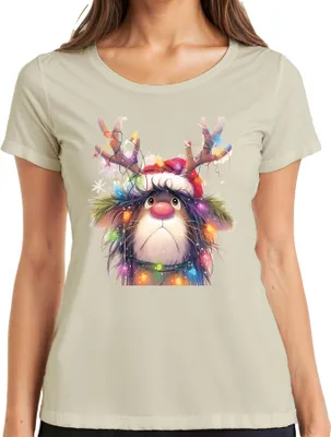 Produktbild von Rudolf Rentier Lichterkette Weihnachten niedlich Cartoon Geschenk Damen T-Shirt, Natur, XL