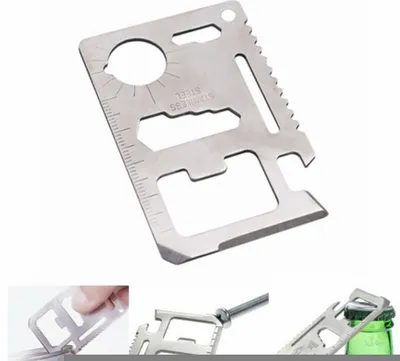 Produktbild von 11-in-1 Multitool Messertasche Kreditkarte Multitool Scheckkarte Werkzeug Karte Edelstahl Multifunktionswerkzeug