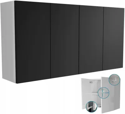 Zdjęcie produktu dla wisząca szafka łazienkowa 120x60 (2x60) biały mat + czarny mat