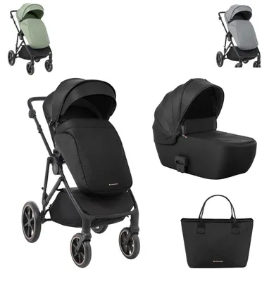 Produktbild von Kikkaboo Kinderwagen Thea 2 in 1 EVA-Räder verstellbarer Schiebegriff Babywanne schwarz