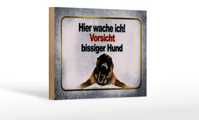 Produktbild von Holzschild Hinweis 18x12cm Vorsicht bissiger Hund