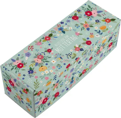 Produktbild von Geschenkbox zum Muttertag mit Blumen-Motiv – Geschenkverpackung aus stabiler Pappe (Größe: B)