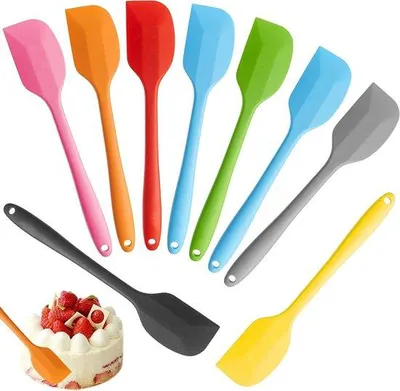 Immagine prodotto di Set di utensili da cucina in silicone - 9 pezzi - Resistente al calore fino a 150 °C - Rivestimento antiaderente - Spatola da cucina.