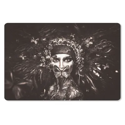 Produktbild von MuchoWow® Schreibtischunterlage Frau - Schwarz - Weiß - Luxus 60x40 cm - XXL Mauspad - Großes Mauspad