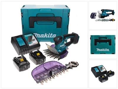 Produktbild von Makita DUM 604 RFXJ Akku Grasschere 18 V mit Gras- und Strauchscherblatt + 2x Akku 3,0 Ah + Ladegerät + Makpac