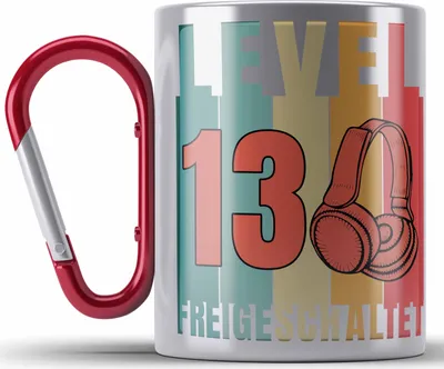 Produktbild von Trendation - 13. Geburtstag Junge Lustige Gamer Edelstahl Tasse Karabiner Zocker Geschenk Gamer Gamergirl Geschenkidee Geburtstag 13er Geburtstag (Rot)