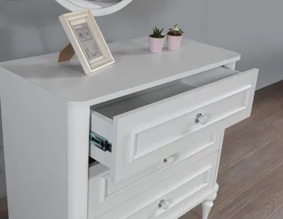 Produktbild von Klassische Kommode Landhaus Stil Kommoden Schrank Konsolen Weiß 3 Schubladen