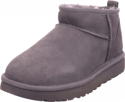 A single gray UGG boot is shown from a side-diagonal angle against a white background.