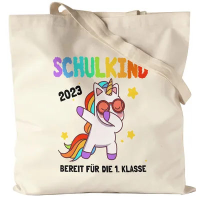 Produktbild von Schulkind 2023 Jutebeutel Stoffbeutel Canvas Einschulung Einhorn Dab Schulanfang Schule Erstklässler Schuleinführung