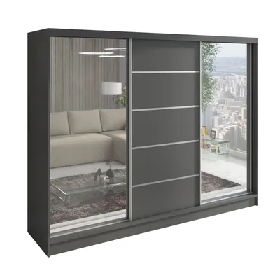 Produktbild von Schwebetürenschrank TARO 3-türiger Kleiderschrank mit 3 Spiegeln und Kleiderstangen – Funktionalität und Eleganz!