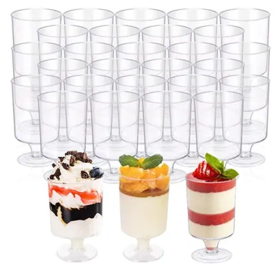 Dessertbecher Kunststoff 50 Stück 100 ml transparent rund