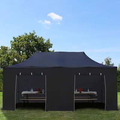 Produktbild von TOOLPORT 3x6m Stahl Faltpavillon, inkl. 4 Seitenteile, schwarz