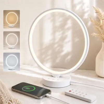 Produktbild von 2-in-1 Tageslichtlampe, 10000 Lux Lichttherapielampe, UV-frei,mit Fernbedienung, 3 Farbtemperaturen,4 Dimmstufen,Timer & Memoryfunktion,SAD Lampe,Weiß