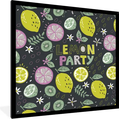 Produktbild von MuchoWow® Gerahmtes Poster Sommer - Zitate - Zitronen 40x40 cm - Poster mit Schwarzem Bilderrahmen Wandposter Rahmen Foto Bilder - Mit Rahmen - Wanddekoration Schlafzimmer