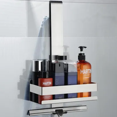 Produktbild von Duschablage zum Hängen - Duschablage ohne Bohren Edelstahl Duschkorb zum Hängen der Glas-Duschabtrennung ohne Bohren, Duschregal Shampoo Halterung